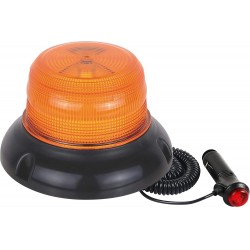 Rotativo LED Ámbar de Emergencias Homologado R65 con base magnética y conexión a mechero 12/24 V